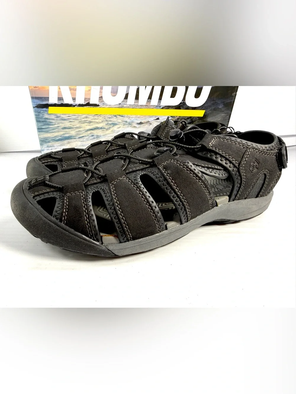 Khombu Mens Black Closed-Toe Sport Sandals 12